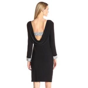 Marina Womens Jersey Short Navy Dress-cowl back